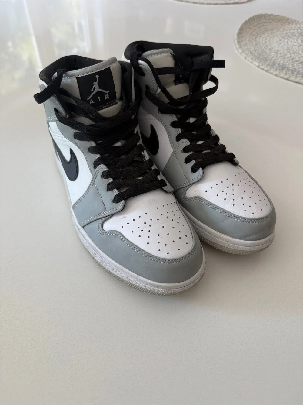 Air Jordan Mids Sneakers - White, Gray & Black
